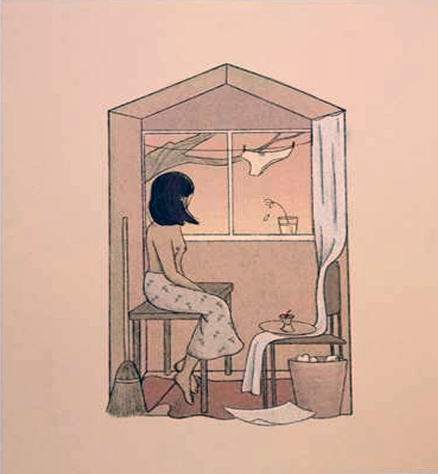 Ilustración de Valeria Hipocampo, titulada Labores domésticas